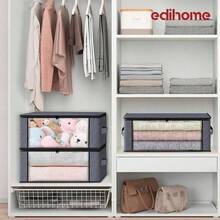 , bolsa de almacenamiento de ropa, X piezas organizador de clset, con asas reforzadas, bolsas de tela resistentes con ventana transparente gris oscuro, paquete de 2 - 84 L cada - Pack of 2 - 84L each + Gris oscuro - Ver 6