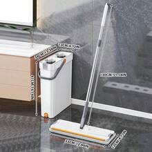 Mop And Bucket Set With Wringer For Home, 360° Flat Squeeze Mop With Long Handle And 6 Microfiber Cloths For Floor Cleaning (White, Slim Bucket And 15.7'' Aluminum Alloy Mop Head) - 白色 - 查看 11