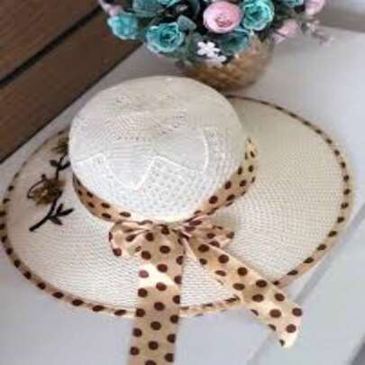 Chapéu Praia Feminino Floppy Aba Laço Piscina Verão flor com borda