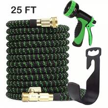 100ft Heavy-Duty Garden Rubber Hose With 10 Spray Nozzles - Flexible, Lightweight, Expandable Water Hose For Yard, Lawn, Car Wash & Outdoor Use, Black, Car Washing Hose, Yard Watering, Sleek Hose Design, Durable Water Flow - màu đen - Xem 11