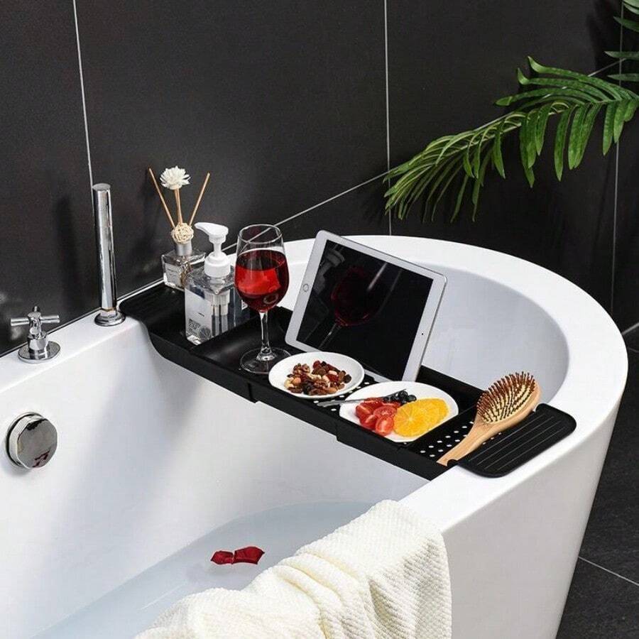 Multi-Function Retractable Bathtub Storage Rack Bath Tray Shelf Tub Towel Storage Shelf Kitchen Sink Drain Holder - Multicolor - View 1