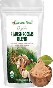 Z Natural Foods Organic 7 Sacred Mushrooms Blend - Mushroom Powder For Immune Health - Lion's Mane, Cordyceps, Chaga, Red Reishi, Shiitake, Maitake &Amp; Turkey Tail Extract For Coffee, Smoothies, 1 Lb - Trắng - Xem 1