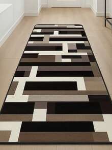 Geometric Runner 2.00m X 60cm Raschel Print For Hallway, Kitchen And Bedroom - Nâu hỗn hợp - Xem 1