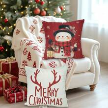 4 Stücke Weihnachts-Kissenbezüge, vintage Weihnachts-Zierkissenbezüge für Outdoor-Sofakissen, einseitig ohne Kisseneinsatz