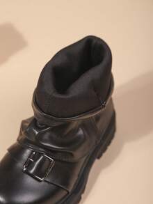 1 Pair Girls' Anti-Slip Breathable Casual Cute Mid-Calf Boots, Suitable For Winter - Black - View 7