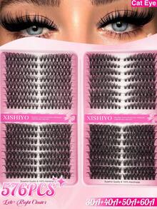 576/560pcs D-Curl Voluminous Individual Eyelashes, Suitable For Beginners And Professionals DIY At Home, 30D+40D+50D+60D+80D+100D Mixed Styles Segmented Lash Book, Meets Different Makeup Needs, Soft & Natural, Long-Lasting & Lightweight, Large Capacity Lash Book, Cute & Fashionable Curled False Eyelashes, Enlarging Eyes, Suitable For Daily Outings, Travel, Photography, Parties, Weddings, Music Festivals And Makeup - 彩色 - 查看 9
