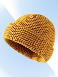 1 Mũ len Beanie trơn màu cho nam, phong cách đường phố, cỡ lớn ấm áp mùa đông - Một kích thước - Xem 5