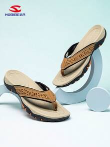 HOBIBEAR 1 Pair Men's Lightweight Casual Breathable Indoor Flip Flops, Outdoor Slippers For Summer