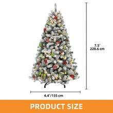 7.5ft Prelit Snow Flocked Artificial Full Christmas Tree With 1550 Branch Tips And Foldable Base For Home - 美規A型插(110-127V) - 查看 2