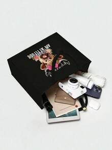 Túi tote vải lanh đen in hình bò cao nguyên, thiết kế nơ báo dễ thương, họa tiết bò cao nguyên, túi đựng mỹ phẩm dung tích lớn, có quai xách dây, quà Giáng sinh, ví đựng tiền xu bằng vải lanh đen, túi mua sắm kẻ caro đen, túi đựng mỹ phẩm, in chữ và họa tiết nghệ thuật, phù hợp cho phụ nữ sử dụng hàng ngày, có thể dùng như một túi mua sắm tiện lợi. Quà cảm ơn ngày Nhà giáo, túi tote vải lanh dung tích lớn dành cho nữ, bộ túi tote và túi đựng mỹ phẩm. - Nhiều màu - Xem 3