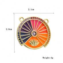 1pc Enamel Bohemian Minimalist Colorful Drip Oil Micro-Inlaid Zirconia Tarot Sun Pendant, DIY For Bracelet, Necklace, Jewelry Accessory