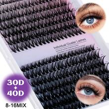 280 piezas de extensiones de pestañas en racimo, maquillaje de escenario DIY segmentado 30P/40P pestañas de fibra natural, pestañas rígidas