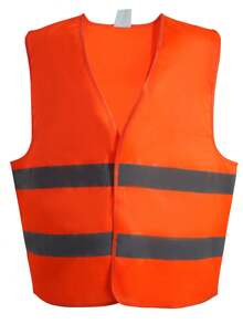 Men's High Visibility Vest With Reflective Stripes (Yellow & Orange) - Orange - View 2