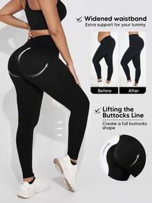 Women's Solid Color Minimalist Leggings For Daily Wear - màu đen - Xem 1