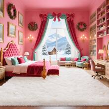 Large Shaggy Area Rug For Living Room & Bedroom – Stain-Resistant Fluffy Carpet With 1.4 In High Pile, Plush Aesthetic Throw Rug, Non-SIip Rubber Backing With 4 Anti-SIip Pads, Durable Edge Stitching – Cozy Minimalist Decor – Great Gift For New Year ! - 白色 - 查看 2
