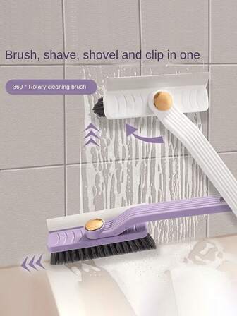 1pc 3-In-1 Multi-Functional Cleaning Brush, With Rotating Brush Head, Reusable Plastic Handle, 360° Reach, Manual Operation, No Charging Needed, Portable Crevice Cleaner, Suitable For Bathroom And Kitchen Tiles, Walls, Floors, Bathrooms, Living Rooms, Kitchens, Windows, An Ideal Cleaning Tool For Autumn And Winter.