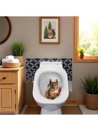 1 Pc 3D Cartoon Squirrel Toilet Sticker Creative Squirrel Toilet Lid Decal Funny Toilet Seat Lid Sticker Seat Decals Waterproof Self-Adhesive Stickers Lid Stickers Decals Wall Decor Room Decor Wall Stickers Wall Sticker Home Decor