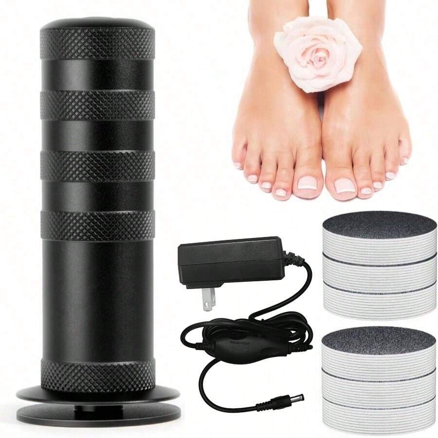 Electric Foot Callus Remover For Women - 1200rpm Electric Foot File Callus Remover With Anti-Slip Stripes, 60pcs Sandpaper Discs Adjustable Speed Foot Sander For Dead Skin Womens(Black),Professional Aluminum Foot File Adjustable Pedicure Tool For Dead Skin At Home