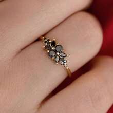 316 Stainless Steel Golden Retro Multi-Stone Exquisite Ring, Luxury-Style Band - chiếc nhẫn vàng - Xem 3