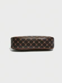 Klassische multifunktionale einfarbige PU wasserdichte Schultertasche, Metallschnallen-Dekor, Unterarmriemen-Design, Kaffeefarbe; Schultertasche mit Allover-Muster und Kirschanhänger-Dekor, Unterarmriemen-Design; Damen Pendlertasche, geeignet für Einkaufen, Pendeln und Ausflüge. - Kaffeebraun - Übersicht 5