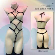 Sexy Bondage And Restraint Open String Clothing Set No Need To Take Off Hot See-Through Temptation Sexy Underwear Set - Đen [Gói] Có thể điều chỉnh - Xem 3
