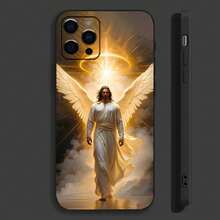 Funda de Teléfono con Diseño de Dios Jesús Rezo Compatible con Apple  15,14,13,12,11,Pro,X,XS,Max,XR,Plus,Mini Funda Negra Suave, Compatible con Funda  17, Funda  17 Pro, Funda  17 Pro Max - z6 - Ver 5
