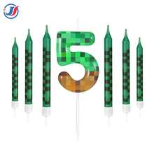 Green Pixel Candles For Birthday Party Cake Decor, Suitable For Pixel Theme Birthday Party, Anniversary Party, Video Game Theme Party, 0-9 Number Candles, Birthday Party Decorations, Cake Top Number Candles - World-new - View 12
