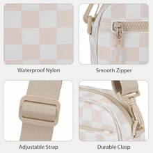 Small Crossbody Bags Checkered Purse For Women Nylon Shoulder Bag Cross Body Purse With Wide Strap  Cross Body Purse, Mini Crossbody Bags For Women Travel Purse, Shoulder Handbag Wallet With  Blocking Slots Quilted Wristlet Evening Cute Bag Charm For Gift - 格紋米色 - 查看 6