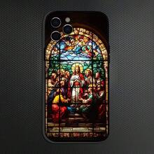 Funda de Teléfono de Cristal de Iglesia Clásica de Jesús Cristo compatible con  16,15,14,13,12,11 Plus, Pro Max, funda de silicona suave negra, funda compatible con  17, funda de  17 Pro, funda de  17 Pro Max - z4 - Ver 12