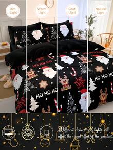 3 Stücke Weihnachts-Hirsch-Weihnachtsmann Digital bedruckter Tagesdecken-Set (1 Tagesdecke + 2 Kissenbezüge ohne Füllung) Tägliche Polyester-Chemiefaser, weich und hautfreundlich, geeignet für Schlafzimmer, Hauptschlafzimmer, Gästezimmer und Nebenschlafzimmer das ganze Jahr über - Verschiedenfarbig - Übersicht 8