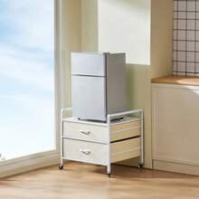 Mini Refrigerator With Storage Base, 176 Lbs, White, Mini Fridge Table, 2 Drawers - White - View 1
