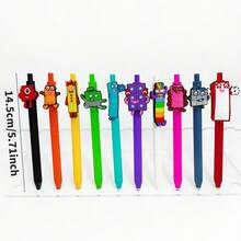 1 件/6/12/18 件积木笔可爱数字积木圆珠笔黑色墨水速干笔非常适合学校、家庭、办公室、教室奖励、学生礼物 - 黑色 - 查看 2