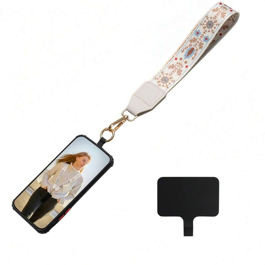 Crossbody Phone Strap With Zippered Pouch,Clip And Go Phone Charm With Wallet, Adjustable Smartphone Lanyard Wrist Strap - white-wristband - 查看 1