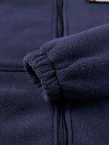 sweat-shirt à capuche unicolore chaud pour hommes, cardigan imprimé chaud, style automne/hiver, veste polaire à capuche pour hommes, veste de sport - Bleu marine - Voir 7