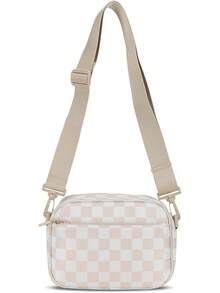 Small Crossbody Bags Checkered Purse For Women Nylon Shoulder Bag Cross Body Purse With Wide Strap  Cross Body Purse, Mini Crossbody Bags For Women Travel Purse, Shoulder Handbag Wallet With  Blocking Slots Quilted Wristlet Evening Cute Bag Charm For Gift - 格紋米色 - 查看 2
