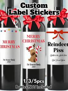 1/3/5pcs Funny Holiday Christmas Wine Label * Custom Wine Labels * Merry Christmas * Liquor Label * Hostess Gift * Holiday Party * Dinner , Personalized Engagement Wine Labels, Engagement Gift Label, Customized Labels, Wine Bottle Decals, Champagne Labels,Customized Name Decals, DIY Gifts,Custom Photo Wine Label - Multicolor - View 15