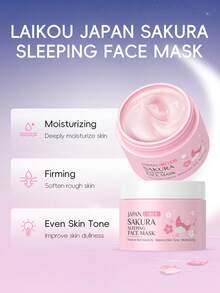1 Bottle LAIKOU Japan Cherry Blossom Moisturizing Night Cream 30g + 1 Sheet Japan Cherry Blossom Sleeping Mask 25g, Skin Repair Facial Cream, Firming Moisturizing Lotion, Deep Nourishing Facial Moisturizer, Suitable For All Skin Types, Can Be Used For Self-Care SPA Or As A Gift For Girlfriend - NIGHT CREAM+SLEEP FACIAL MASK - 查看 10