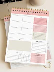 Trees 无日期待办事项笔记本/每日计划本/螺旋装订任务清单/日程安排本，提升效率，8.5英寸 x 5.5英寸，100克纸张 - 粉色 - 查看 4