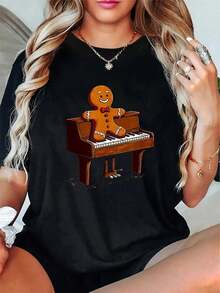 Camiseta del equipo Naughty, conjunto divertido para parejas, camiseta del equipo Nice - 100% algodón, primavera/otoño, patrón de galleta divertido de copo de nieve de Navidad, camiseta para mujeres - Rosa Fucsia - Ver 1