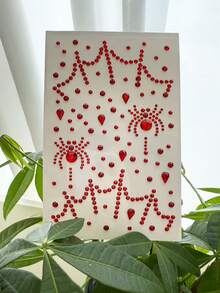 1pc Halloween Spider Shaped Face Rhinestone Sticker, Red Black White Cosplay Glitter Sticker, Can DIY Bat Blood Tear Makeup, Suitable For Party, Holiday Entertainment Decoration, Horror Theme Costume, Performance Makeup, Unisex - Multicolor - View 12