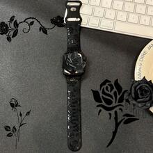 Floral Engraved Bands Compatible With Apple Watch Bands For Women & Men, Soft Silicone Cute Flower Pattern Sport Strap For Apple Watch Series 1-10, Ultra, SE