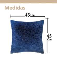 Set De 3 Cojines Rellenos Decorativos Extra Suaves De 45 Cm | Peluche Frontal Con Cierre - Azul Marino - Ver 5
