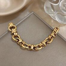 316 Stainless Steel Golden Knot Chain Bracelet, Luxury Retro Textured Bangle - 金的 - 查看 6