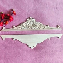 2 pezzi Applique decorative in legno intagliato stile europeo non dipinte, motivo in rilievo elegante europeo, adatte per la decorazione della casa - porte, finestre, armadi, ingressi, letti, pareti d'accento, decorazione fai-da-te, 45 x 10 cm