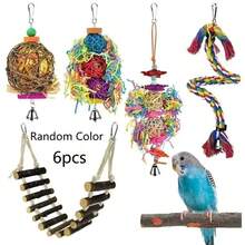 Parrot Toy Combo Set - Swing, Chew Training Toys, Includes Hammock, Bell, Perch, Ladder, Bird Cage Accessories (Random Color) - Multicolor - View 5