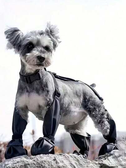 1双防水狗靴，防水防污，非宠物鞋，带可调节绑带的狗雨靴 - 户外狗鞋，适合小型至超大型犬种