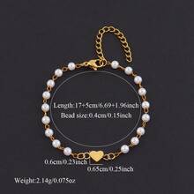 新款经典A-Z心形字母串珠手链，女士珠宝礼品 - 金黃色心形 - 查看 2