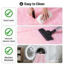 Large Shaggy Area Rug For Living Room & Bedroom – Stain-Resistant Fluffy Carpet With 1.4 In High Pile, Plush Aesthetic Throw Rug, Non-SIip Rubber Backing With 4 Anti-SIip Pads, Durable Edge Stitching – Cozy Minimalist Decor – Great Gift For New Year ! - 粉色 - 查看 8