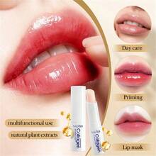 1Pc Collagen ANTI CRACKING LIP BALM Reduce Lip Wrinkles, Prevent Peeling And Cracking. Moisturizing And Hydrating. Brighten Lip Skin Tone. - 白色 - 查看 3