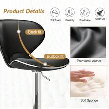 Two-Pack Bar Stools, Height Adjustable Bar Stools With Backrests, PU Leather Swivel Bar Stools, Kitchen Counter Stools, Dining Chairs - Black - View 3